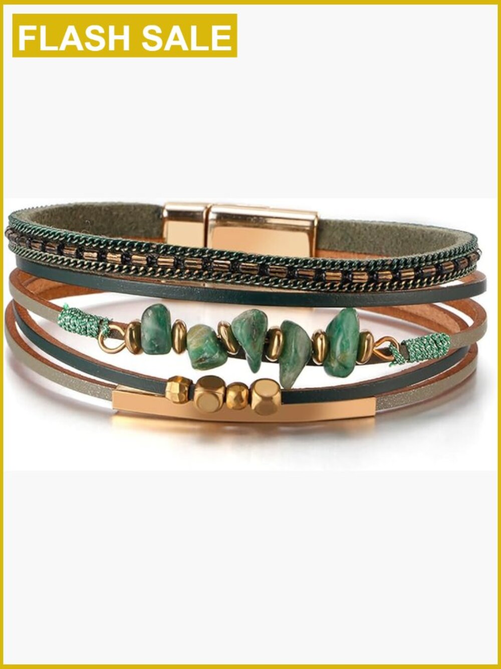 Leather Wrap Bracelet Multi-Layer Beads Cuff Boho Jewelry
